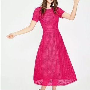 Boden Julieta Lace Short Sleeve Midi Dress in Pink